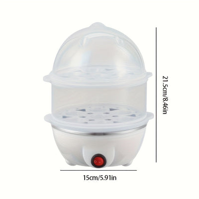 1 pieza de cocinador de huevos eléctrico - Operación de un solo clic, apagado automático, calefacción 3D de doble capa, sin BPA, sin olor, esencial para desayunos saludables, enchufe de EE. UU., 110V, material ABS, dispositivo de cocción de huevos | Elec