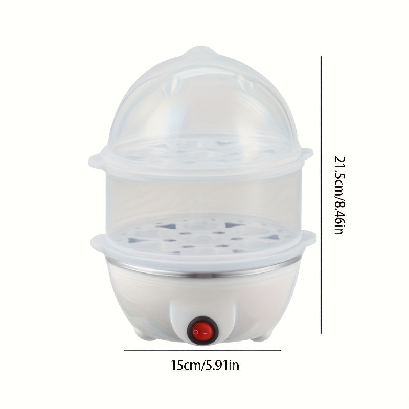 1 pieza de cocinador de huevos eléctrico - Operación de un solo clic, apagado automático, calefacción 3D de doble capa, sin BPA, sin olor, esencial para desayunos saludables, enchufe de EE. UU., 110V, material ABS, dispositivo de cocción de huevos | Elec
