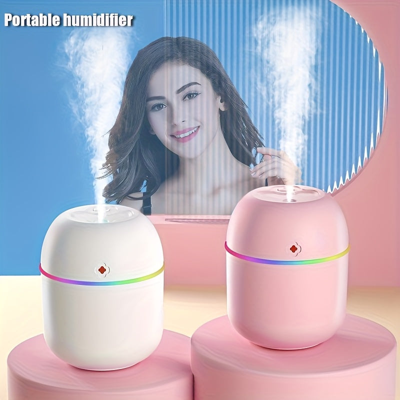 Humidificador Portátil USB DYFDYF y Máquina de Aromaterapia con Luz Ambiental Colorida - Diseño Compacto para Dormitorio, Sala de Estar, Escritorio y Coche - Opciones en Blanco y Rosa, Tecnología de Niebla Fría, Sistema de Prefiltro, Humidificadores Boni