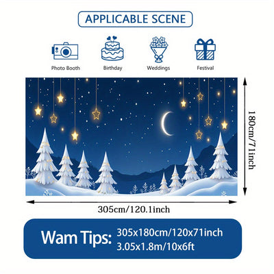 Lámpara de puerta 2D, 1 pieza, árbol de Navidad festivo y bola de luna, puerta - Poliéster duradero, no necesita electricidad, perfecto para decoración navideña, regreso a la escuela, fiestas hawaianas y de Halloween, uso interior/exterior, decoraciones