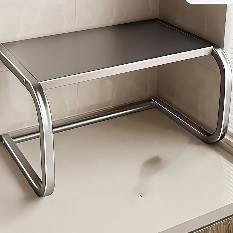 Estantería de Acero Inoxidable en Forma de U, 1 Pieza, Adecuada para Microondas, Soporte Independiente, Organizador de Cocina, Estante Vertical de Doble Nivel Resistente - Diseño Anticorrosivo y Antiadherente | Alta Resistencia al Calor | Para Platos/Bot