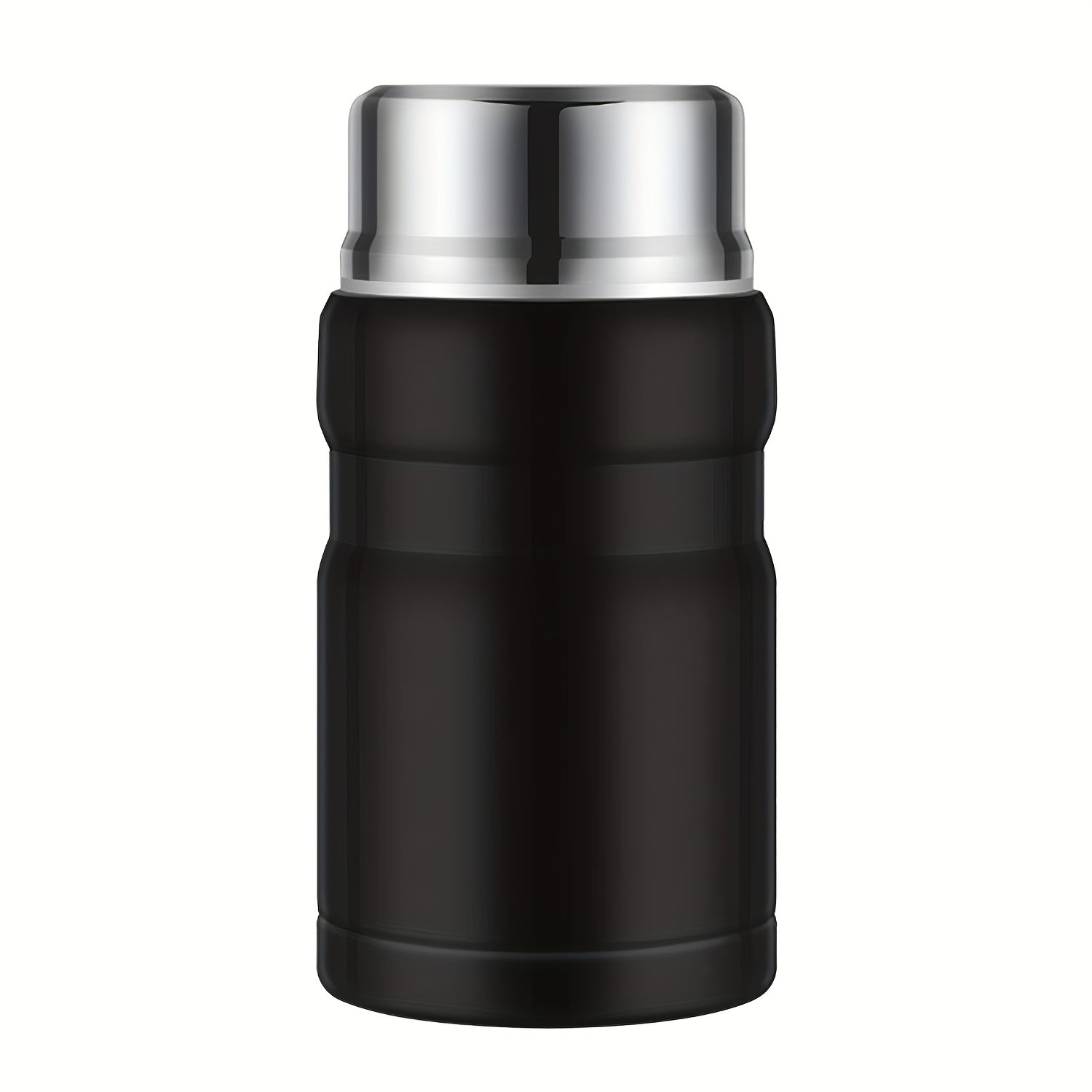 Termo aislante SIAETIUR de 24 oz - Recipiente redondo reutilizable con tapa abatible, boca ancha, apto para lavavajillas y libre de BPA - Negro