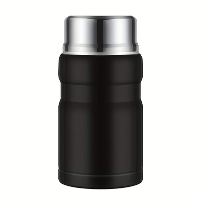 Termo aislante SIAETIUR de 24 oz - Recipiente redondo reutilizable con tapa abatible, boca ancha, apto para lavavajillas y libre de BPA - Negro