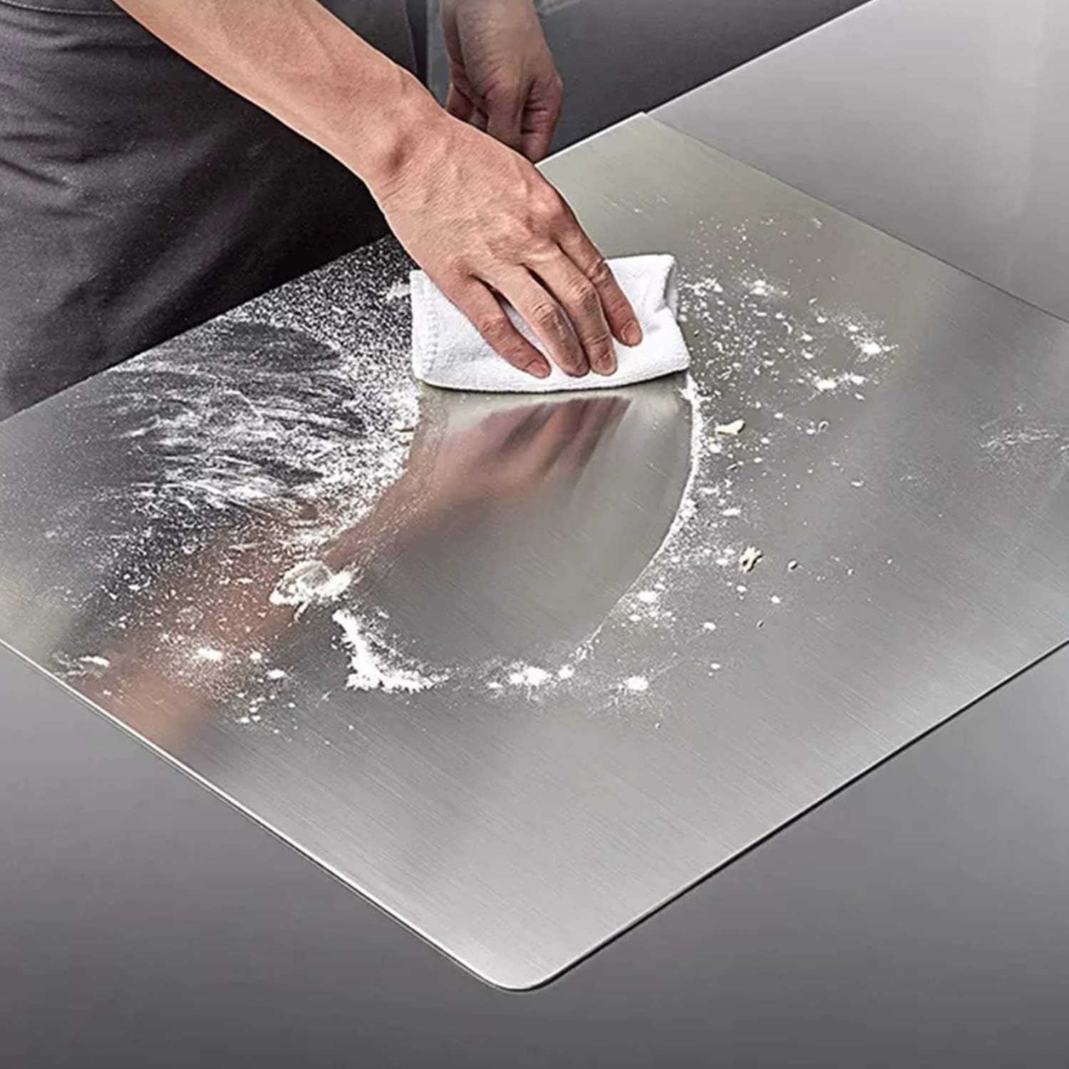 Tablero de corte de acero inoxidable 301 duradero con asa - Adecuado para lavavajillas, tablero de charcutería reversible para cocina, exteriores, camping | Regalo ideal para decoración del hogar, Día de la Madre, Día del Padre, Acción de Gracias, Navidad