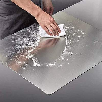 Tablero de corte de acero inoxidable 301 duradero con asa - Adecuado para lavavajillas, tablero de charcutería reversible para cocina, exteriores, camping | Regalo ideal para decoración del hogar, Día de la Madre, Día del Padre, Acción de Gracias, Navidad