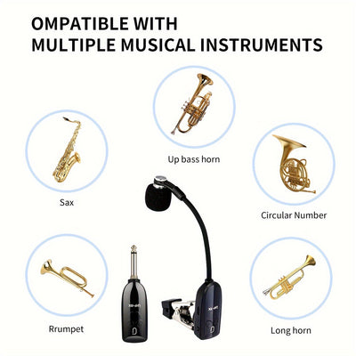 JYX Sistema de Micrófono sin varillas UHF de Alta Calidad Más Reciente, Micrófono para Saxofón con Receptor y Transmisor de Carga USB, Alcance de 160 Pies, Conectar-y-Jugar para Trompeta, Clarinete, Violonchelo, Tuba, Cuerno Francés, Alt