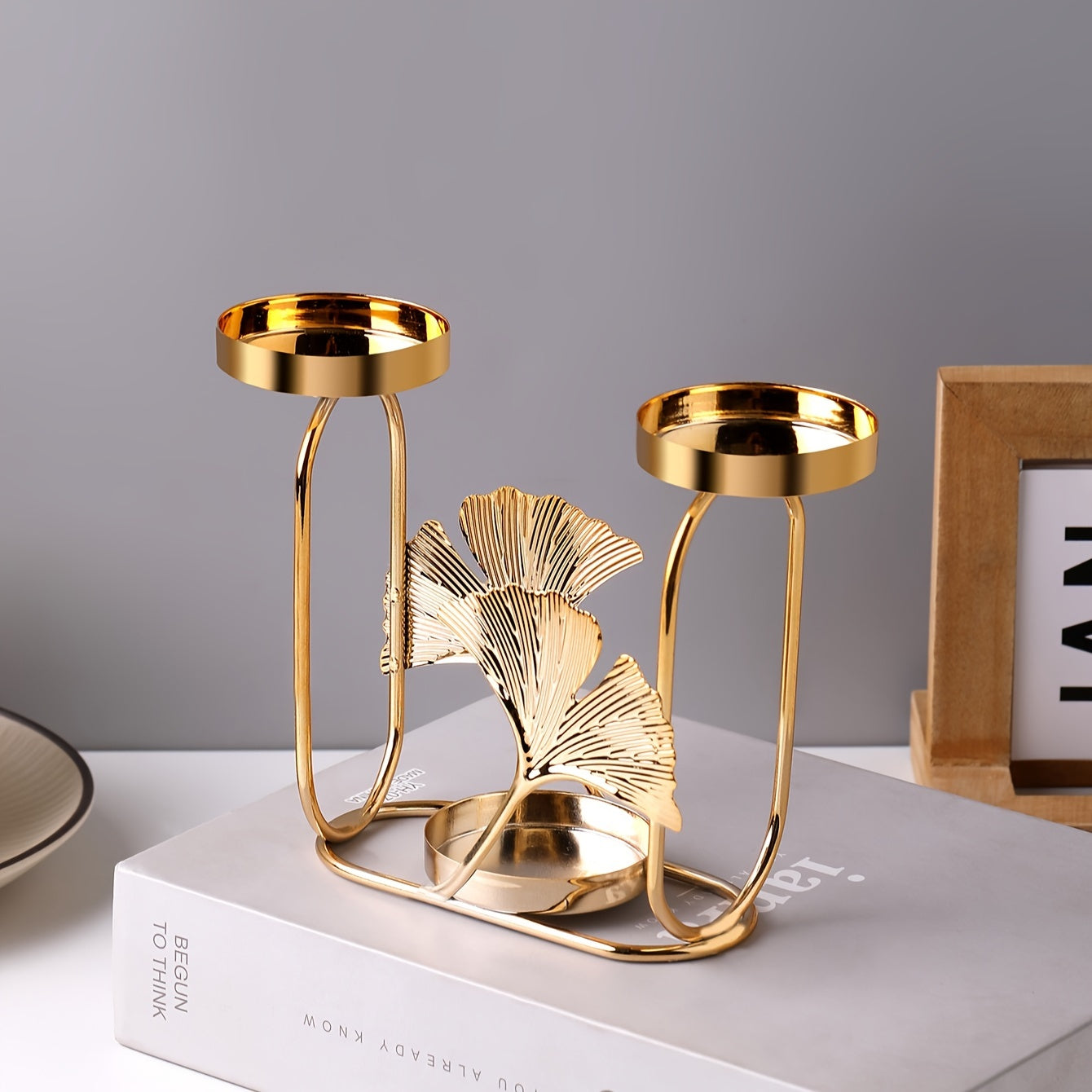 1pc Estilo Nórdico Minimalista Portavelas de Metal, Arte Moderno de Hierro para Mesa, Decoración de Hogar Luxuosa para Salón, Comedor y Mesa de Café, Decoración para Ceremonias y Bodas