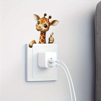 1pc Pegatina de Jirafa Linda para Interruptor, Divertida Calcomanía de Vinilo 3D, Adhesivo Autoadhesivo de PVC con Estampado Animal para Dormitorio y Baño, Fácil de Aplicar y Quitar, Decoración Estética para el Hogar