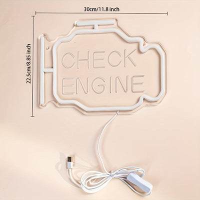 1pc Letrero de neón "Check Engine" - Luz de pared con alimentación USB de plástico con control de interruptor, Letrero de neón decorativo multiusos para bodas, fiestas de compromiso, decoración de dormitorios