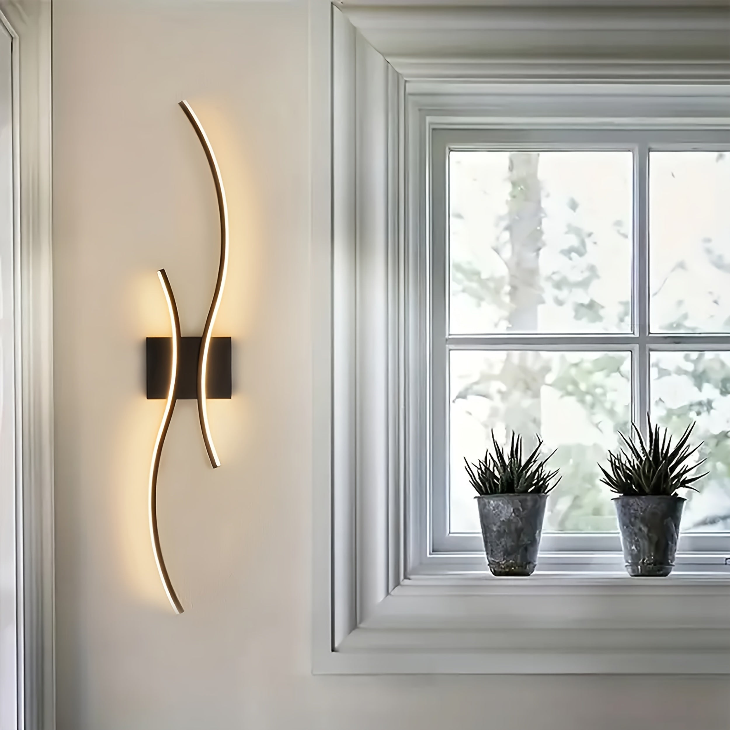 Lámpara de pared LED moderna con brillo y temperatura de color ajustables - Diseño lineal rotativo para dormitorio, sala de estar, fondo de sofá - Acabado metálico y acrílico, instalación fácil, no requiere batería, iluminación de sala de estar | Lámpara