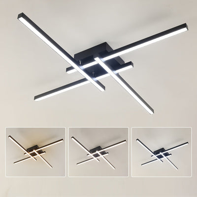 1pc 60.96cm 3-Color 4-Light Plafón de Techo 17w LED Regulable Iluminación de Techo Negro Empotrado Araña Lámpara de Techo para Cocina, Sala de Estar, Dormitorio