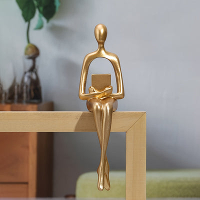 Figura Única de Pensador Abstracto de Inspiración Nórdica - 1pc, Artesanía Exquisita en Resina, Decoración Versátil para Interiores/Exteriores para Estantería, Sala de Estar o Entrada, Añade un Toque de Sofisticación y Inicia Conversaciones