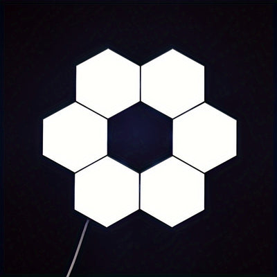 Juego de 6 luces nocturnas LED hexagonales controladas por tacto, iluminación decorativa blanca innovadora para uso interior y exterior