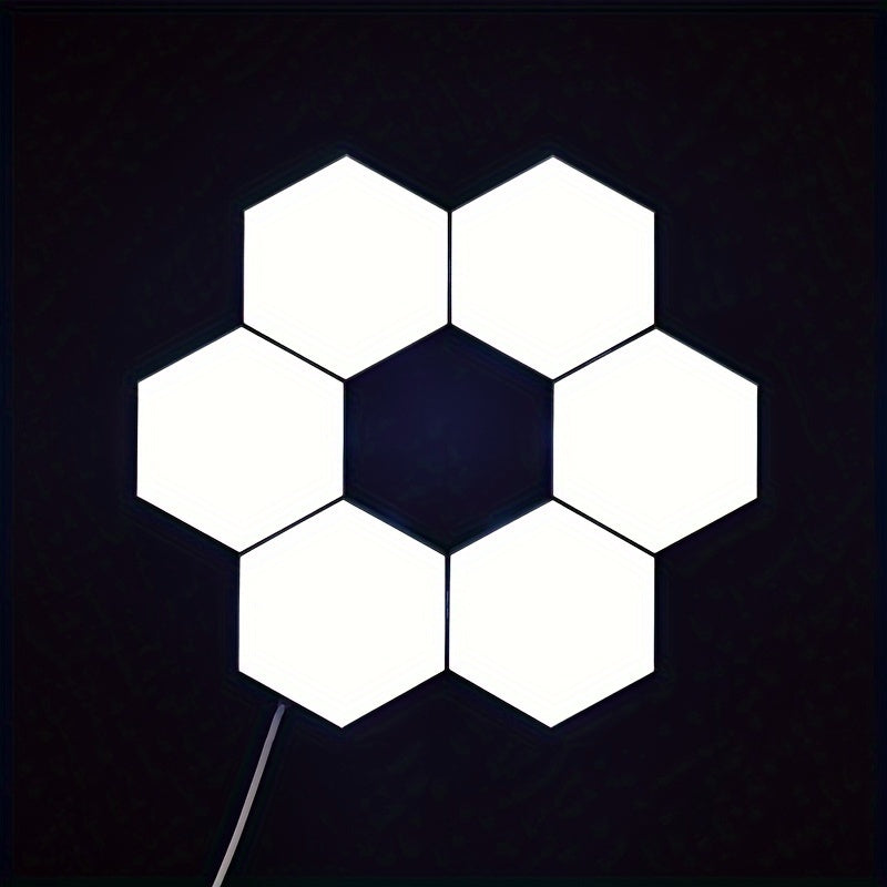 Juego de 6 luces nocturnas LED hexagonales controladas por tacto, iluminación decorativa blanca innovadora para uso interior y exterior