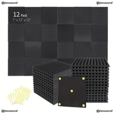 48/24/12 piezas de paneles acústicos de alta densidad, 30.48x30.48x2.54 cm, absorbentes de sonido, para paredes, techos, salas de juegos y estudios de grabación, reducción de ruido