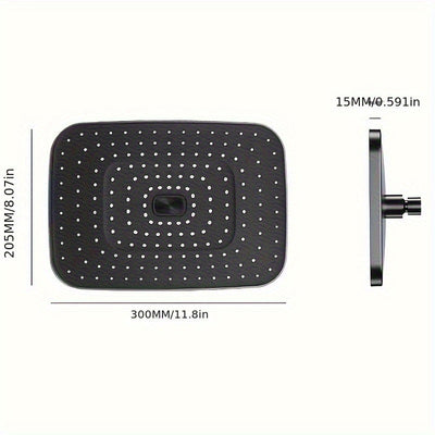 1pc Cabezal de Ducha Cuadrado - Flujo de Alta Presión Potente, Acabado Elegante Plateado/Negro, Montaje Fijo Diario para una Experiencia de Baño Lujosa - Accesorio de Baño Premium