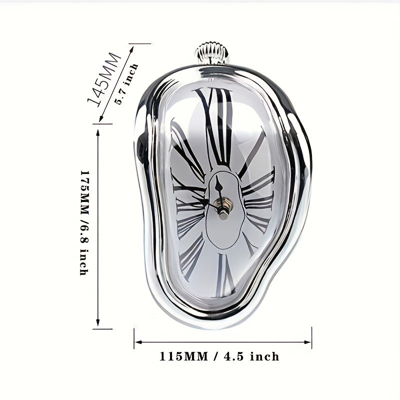 1 Unidad De Relojes De Pared Con Números Romanos Torcidos Surrealistas, Reloj De Estilo Surrealista, Accesorio Para El Hogar, Decoración De Reloj De Pared Distorsionada De Fusión, Decoración Del Hogar