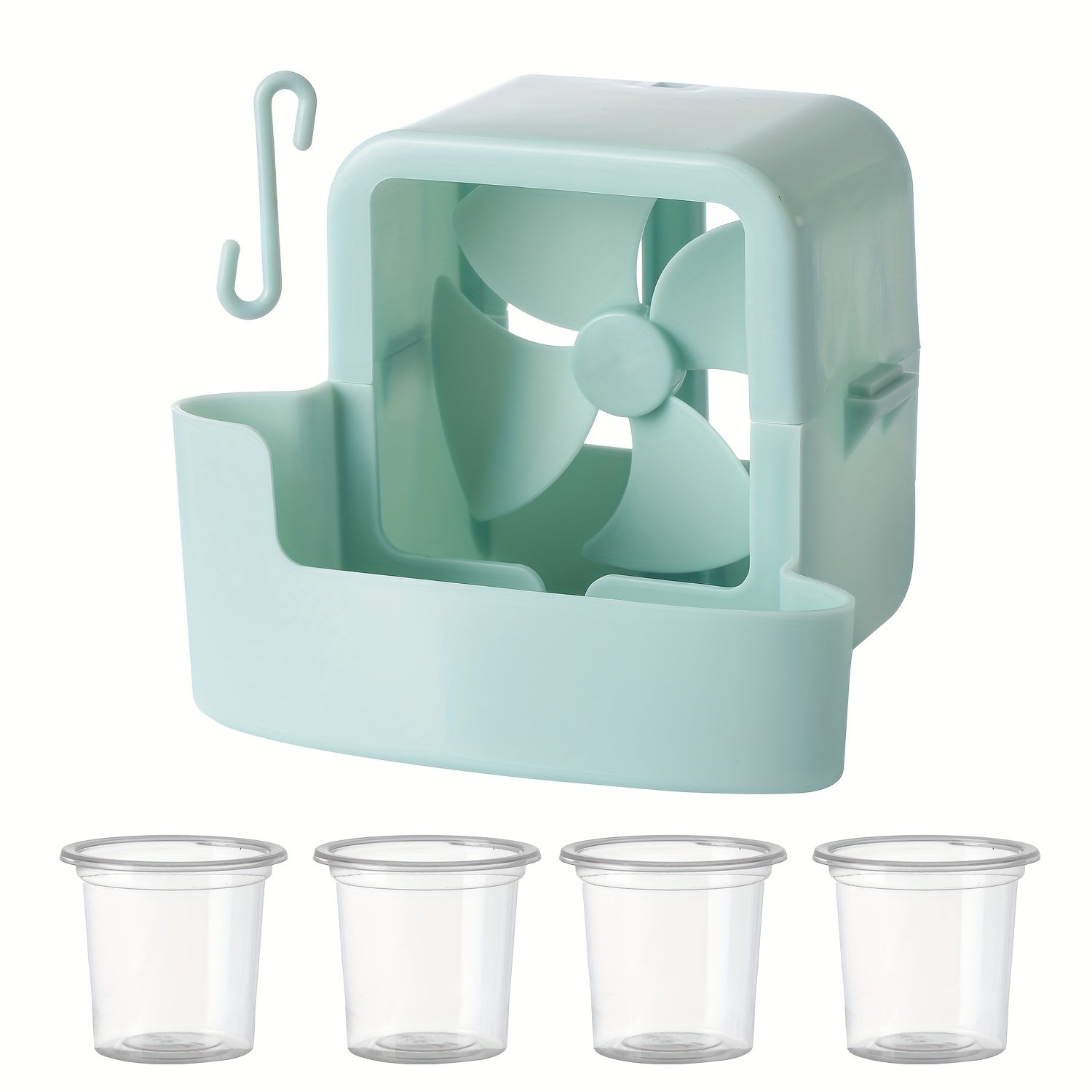 Paquete de 1 Ventilador Portátil Sin Taladro con Cubitos de Hielo - Operación Manos Libres con Clip, Diseño Duradero en Plástico para Hogar, Oficina y Uso Exterior - Enfriamiento Instantáneo sin Electricidad, Ventilador Portátil Refrescante | Alivio del