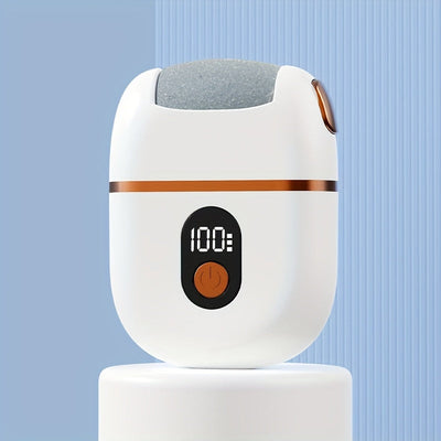 Masajeador eléctrico de pies recargable con pantalla digital - Incluye 3 cabezas de repuesto, carga USB, diseño portátil para un cuidado suave de los pies y pedicura.