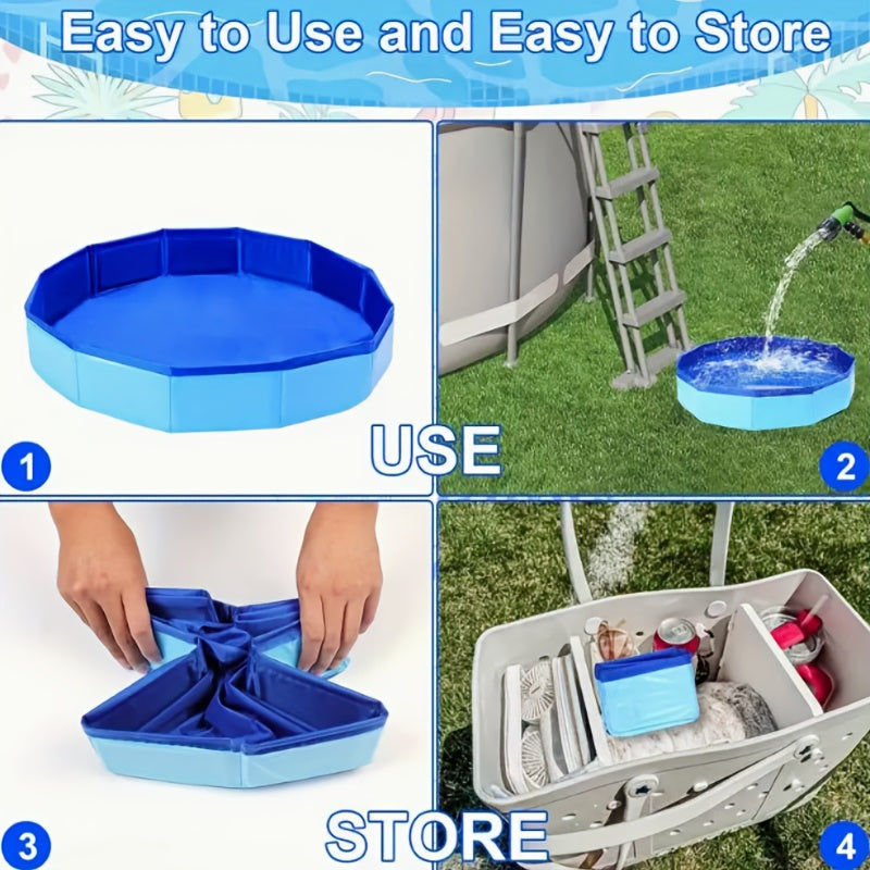 Baño de pies plegable y portátil para mascotas y humanos - Piscina inflable azul de PVC con bolsa de transporte incorporada, no necesita electricidad, ideal para uso en interiores/exterior, piscina de inmersión, piscina de superficie, playa, baño de masc