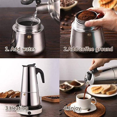 Cafetera Italiana de Acero Inoxidable de 9 tazas