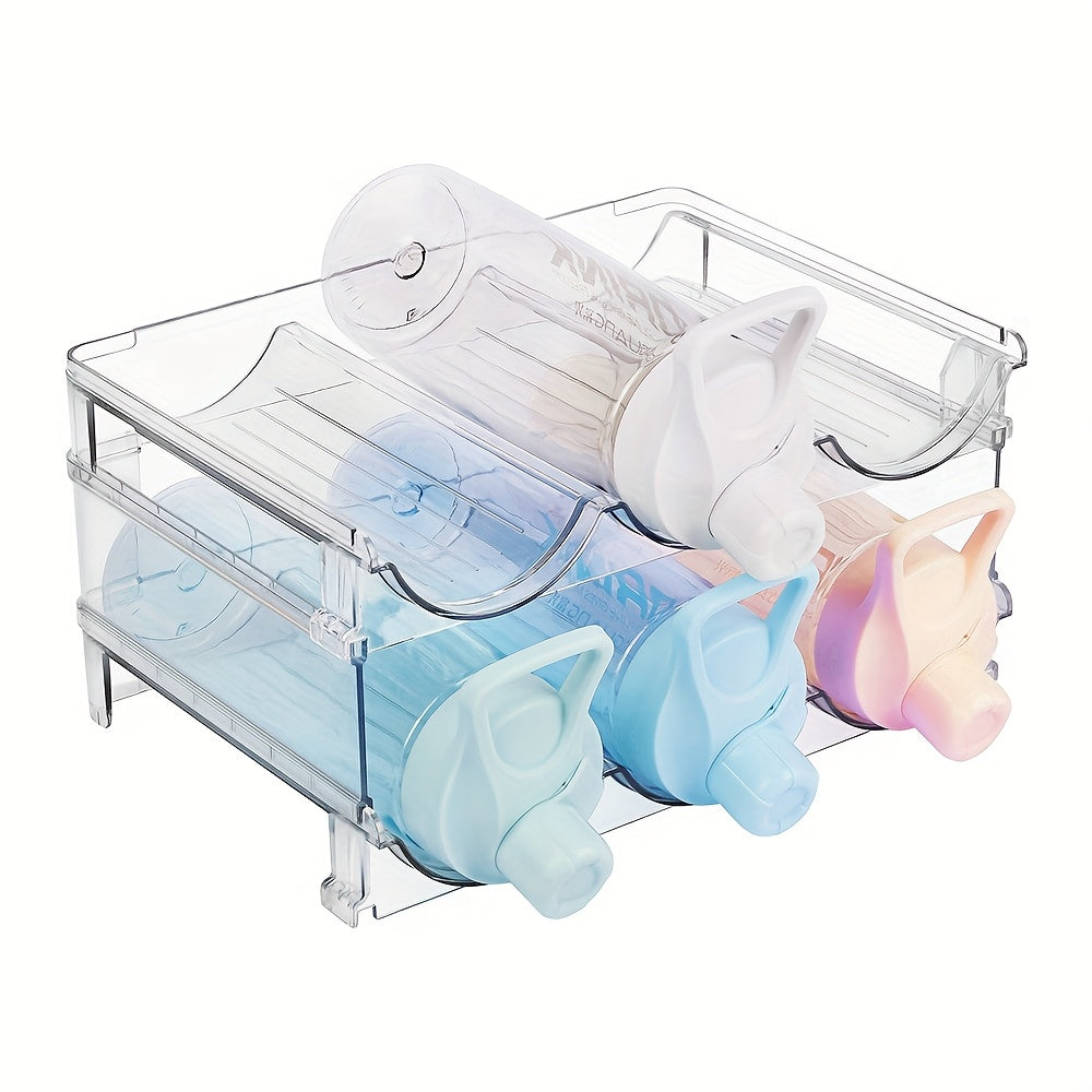 Organizador de Botellas y Vinos Apilables Transparente en Paquetes de 2/3/4 - Almacenamiento Duradero y Ahorrador de Espacio para Armarios de Cocina, Estantes, Encimeras - Sostiene Múltiples Botellas, Vasos, Tarros (Montaje Fácil)