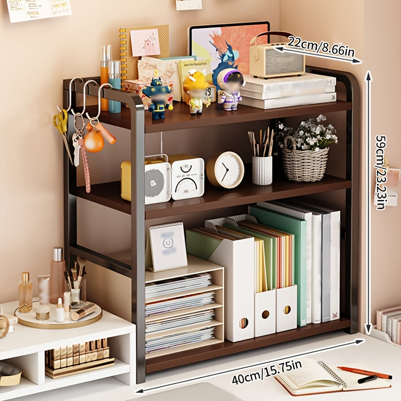Estantería de Oficina Multinivel, Organizador de Escritorio para Hogar, Diseño Moderno y Minimalista, Ideal para Oficina y Estudio, Amplio Almacenamiento para Libros y Documentos, Marco de Metal Duradero en , Perfecto para Estudiantes y Profesionales