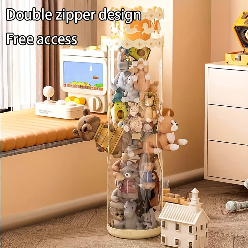 1pc, Cubo de Almacenamiento para Juguetes con Doble Cremallera, Bolsa Portátil de Gran Capacidad, Cesta Organizadora de Peluches y Muñecas