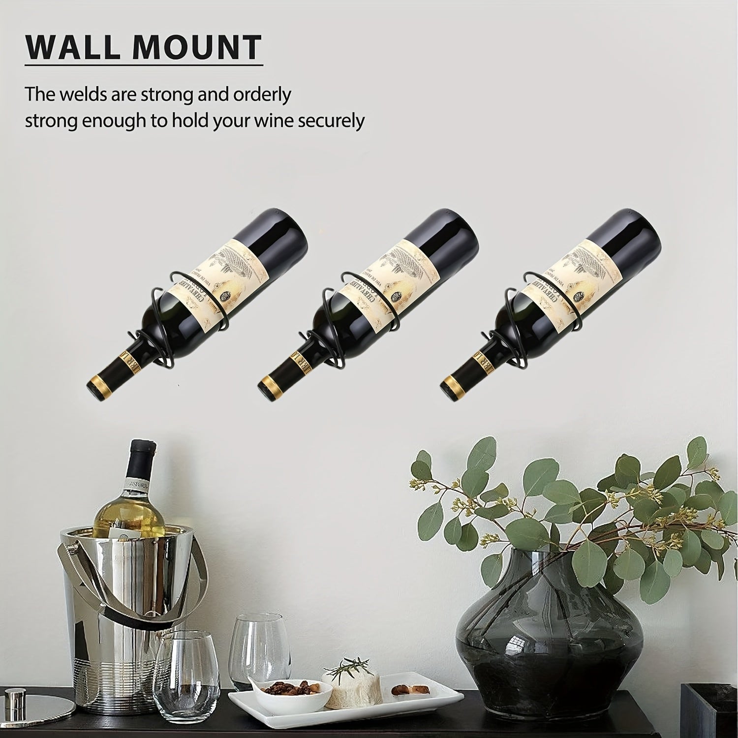 Conjunto de 3 piezas / 6 piezas Estante Colgante para Botella Individual de Vino Tinto en Hierro, Soporte de Exhibición, Utilizado para Almacenar Bebidas/Vino Tinto/Herramientas/Flores, etc., Estante Colgante Multifuncional
