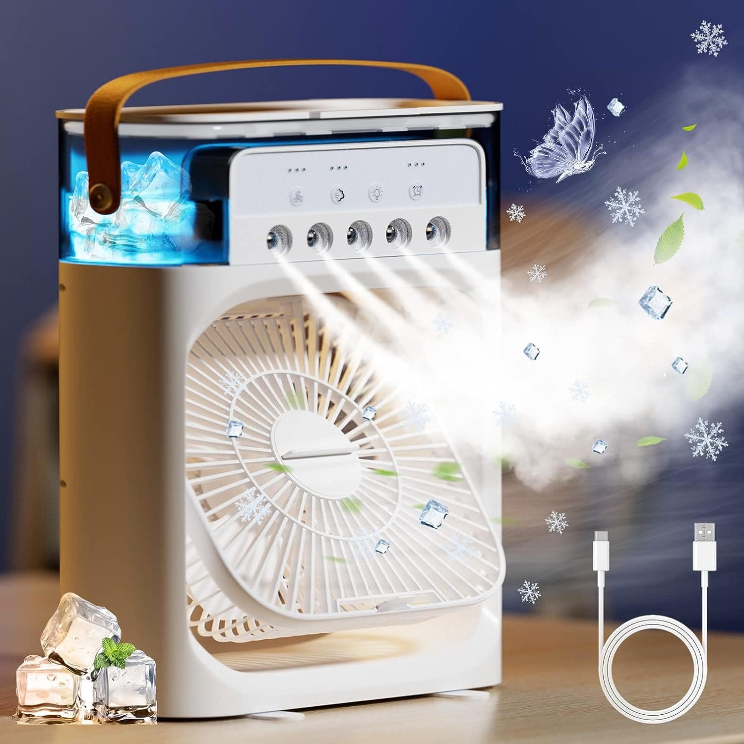 VENTILADOR DE AIRE FRIO PORTÁTIL CON HUMIFICADOR