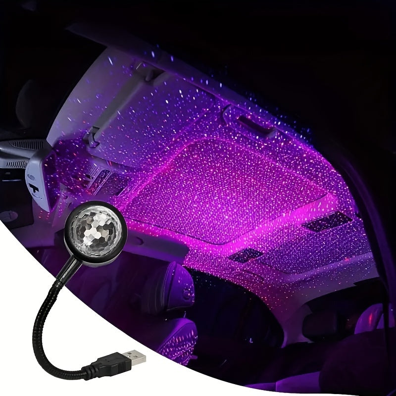 Luz de techo de coche USB, lámpara de atmósfera interior de coche LED con cambio de color y sincronización de música, controlada por botones, no impermeable, iluminación decorativa para techos de vehículos, decoraciones de coche, perfecta para decorar ha