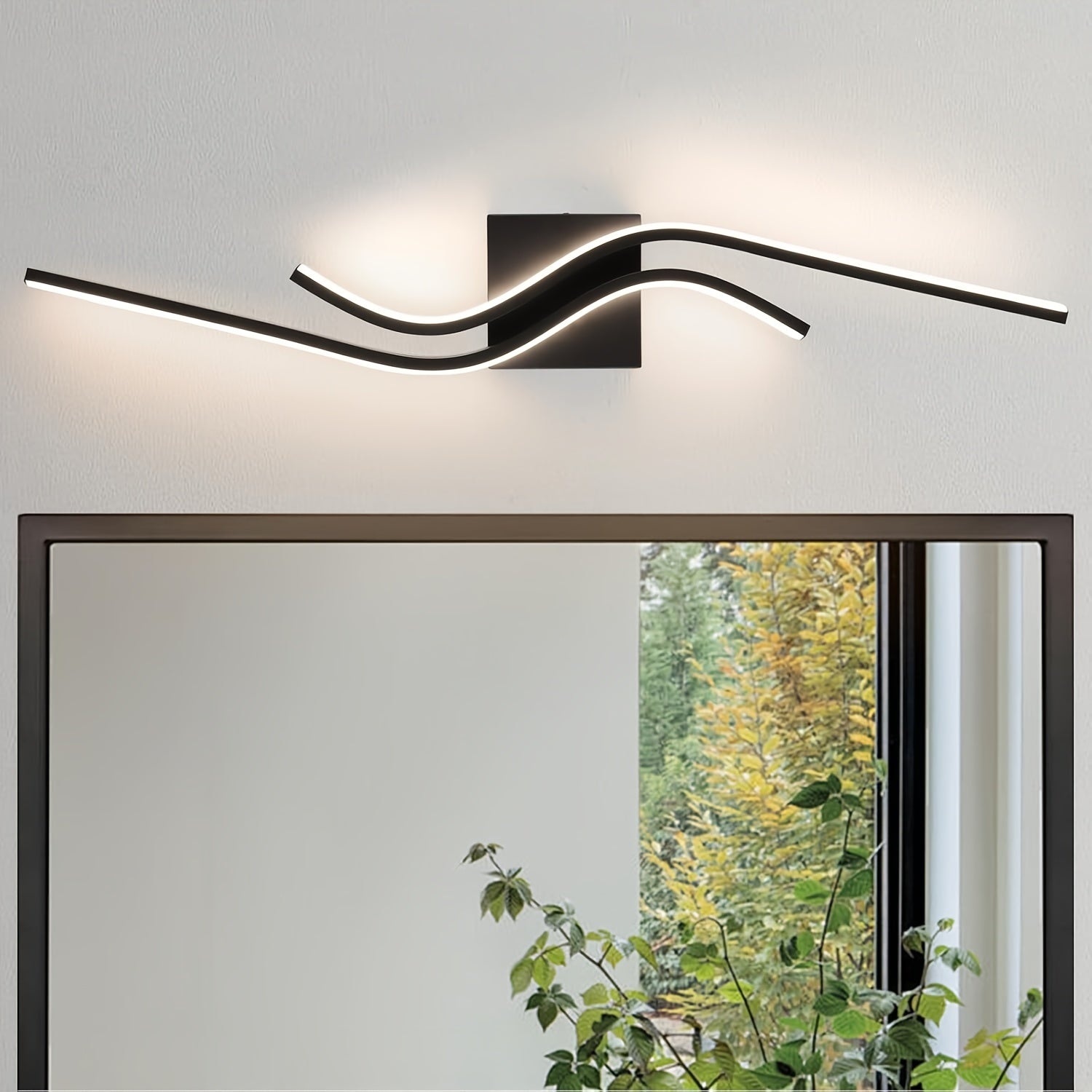 Luz de tocador LED moderna, 3 colores ajustables, montaje semienterrado negro para baño, dormitorio, sala de estar, cocina - Sombrilla de acrílico, cableado, 110V-240V, hardware de instalación incluido, luz de tocador para baño, ideal para Navidad