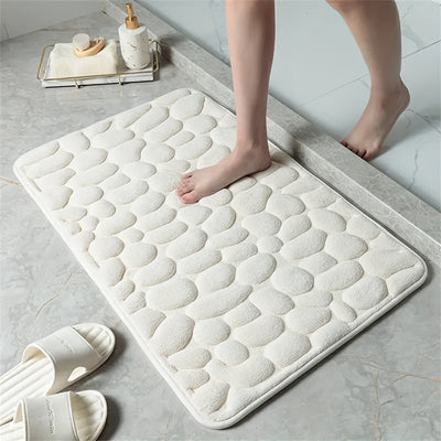 1pc Alfombra de baño con diseño de guijarros en relieve, alfombra de baño antideslizante súper absorbente para bañera, inodoro y suelo, alfombra antideslizante de poliéster lavable a máquina para bañera, 23,6 x 15,7 pulgadas