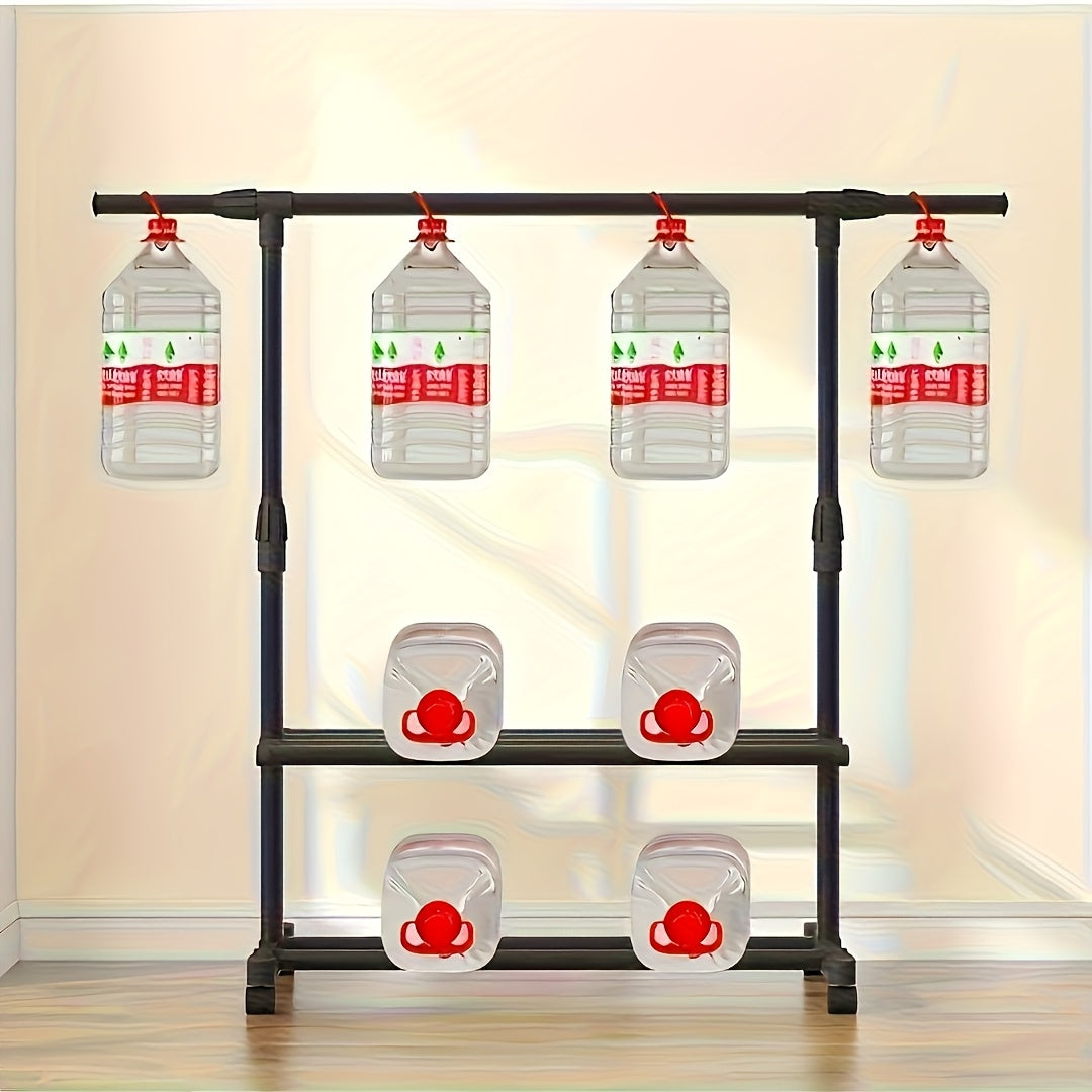 Perchero de Hierro con Ruedas - Organizador Portátil Multiusos para Dormitorio y Residencia, Alta Capacidad de Carga, Diseño Ahorrador de Espacio con Ganchos y Estantes, Expositor Minimalista | Soporte Versátil para 25 Prendas, Secado de Ropa