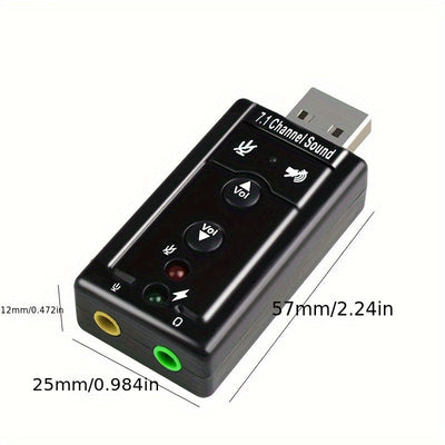Tarjeta de sonido USB virtual 7.1 canales, adaptador de audio externo USB 2.0 para micrófono, parlantes y auriculares con conector estéreo de 3.5mm