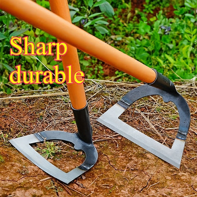 Azada de Acero al Carbono Duradero para Desmalezar - Herramienta de Jardinería Ergonómica que Ahorra Esfuerzo con Diseño de Filo Afilado para Aflojar el Suelo Fácilmente, Eliminar Malezas y Cultivar - Construcción Metálica Resistente para Propietarios de
