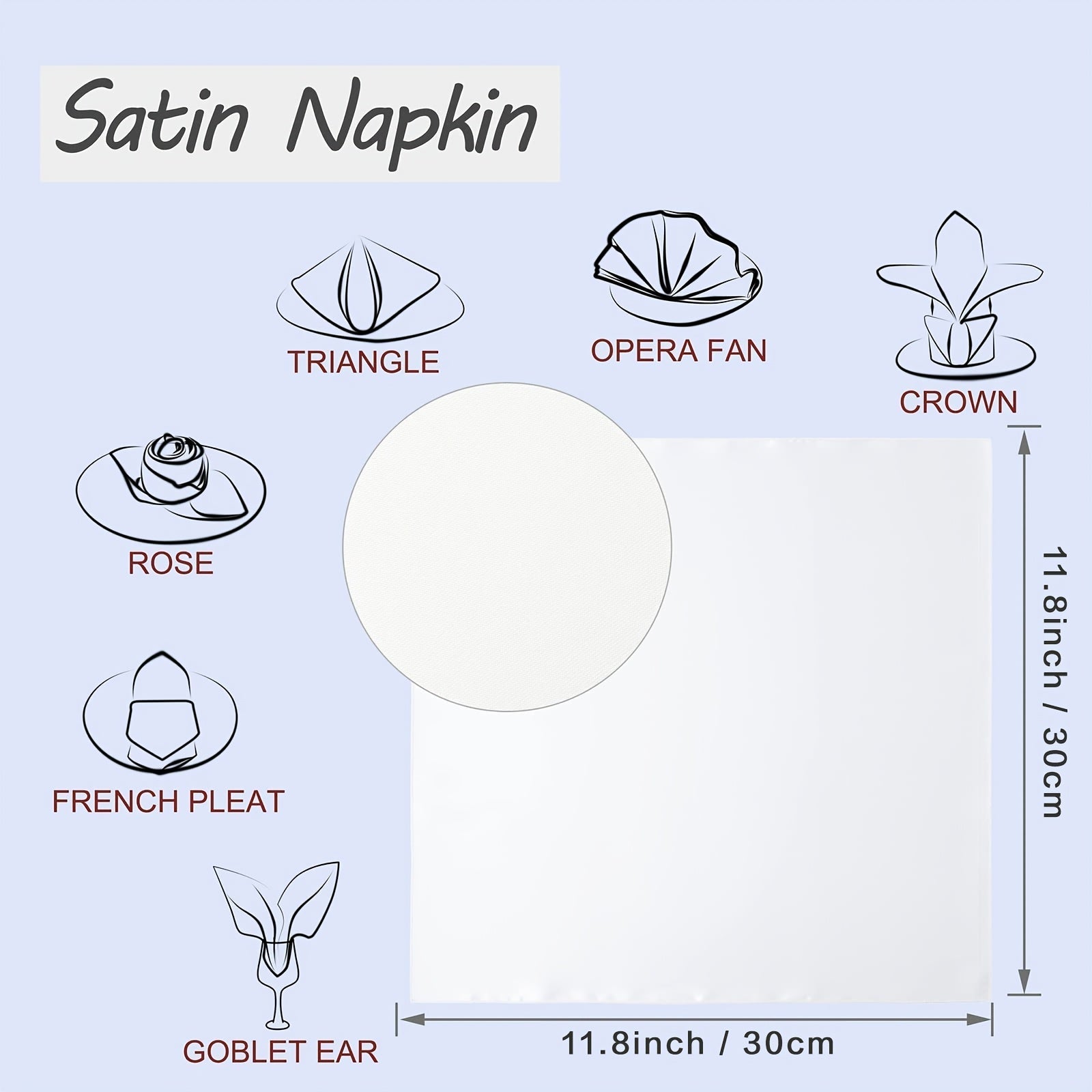 Servilletas de satén con borde bloqueado en color D, manteles cuadrados de poliéster de 30*30 cm (11.8*11.8 pulgadas), 50 piezas, servilleteros de seda satinada para mesa plegada de flores de hotel, decoración de fiesta y boda