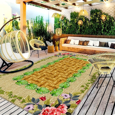Decoración Exterior de Terciopelo/850g/m² Estilo Nórdico y Sudeste Asiático para Jardín, Ideal para Balcón de Banquete de Bodas, Ambiente Tropical de Lujo Ligero; Adorna Jardines, Crea un Toque Romántico con Forro Lavable Apto para Balcones, Piscina o Po