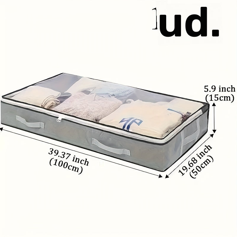 1pc Bolsa de Almacenamiento Bajo la Cama con Asa FOREMS - Organizador Grande de Tela No Tejida para Ropa, Edredones y Ropa de Cama, Solución Contemporánea Gris para Dormitorio, Ahorro de Espacio Multifuncional en el Hogar, Organizadores y Almacenamiento
