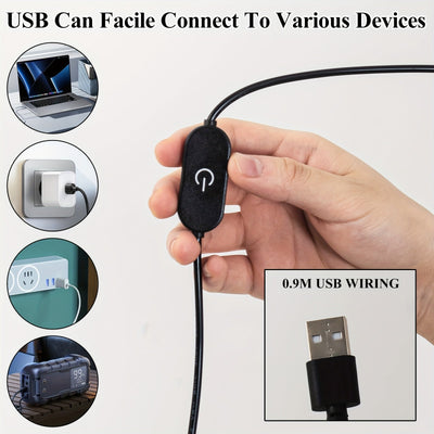 1 lámpara de escritorio LED moderna tejida a mano, luz de mesa con cuello flexible alimentada por USB, base de metal lacado, brillo ajustable, control de botón, decoración para sala, dormitorio u oficina - Incluye foco