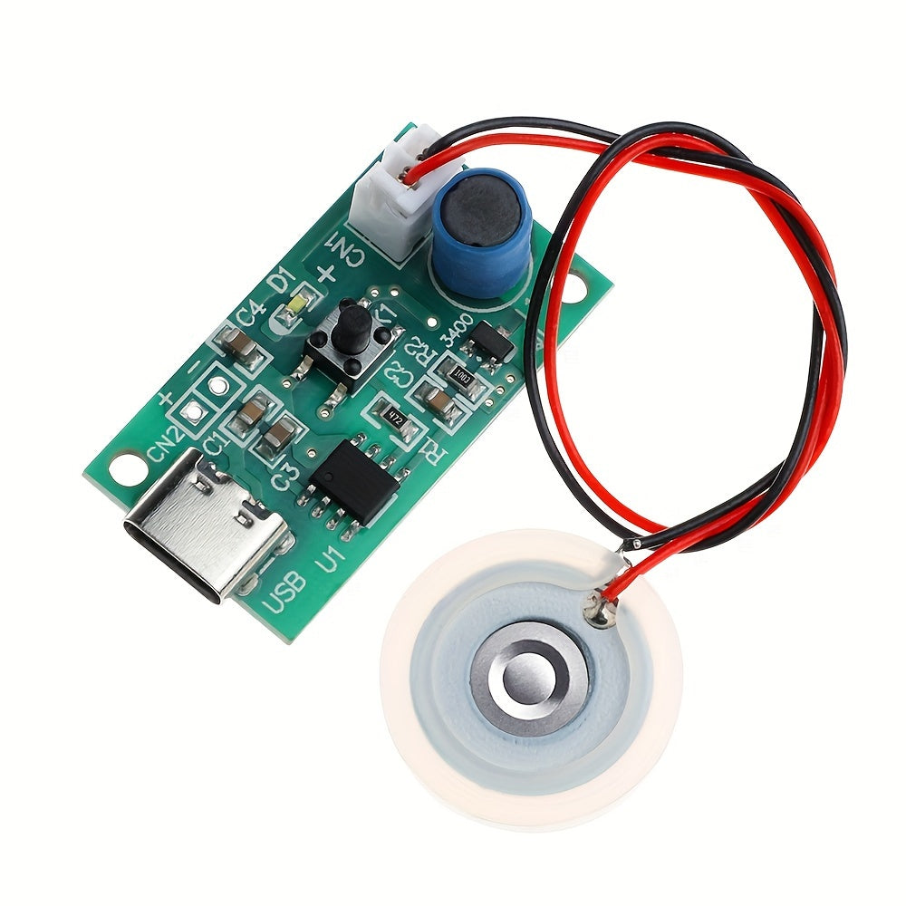 1 Juego, Set de accesorios para humidificador DIY, Hoja atomizadora + Hisopo de algodón + Placa de circuito del controlador + Soporte Tipo-C 5V 300ma 1.5-2W Placa de circuito de control del controlador del humidificador de pulverización atomizadora Gran