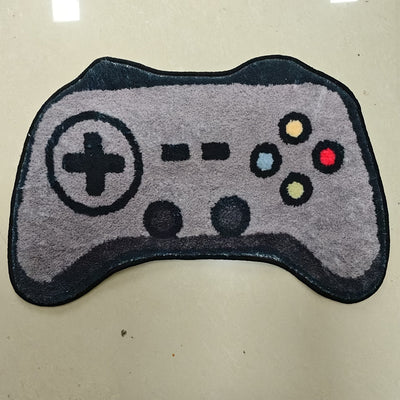 Alfombra de felpa con forma de control de videojuegos, imitación a cachemira de poliéster, antideslizante, lavable a mano, ideal para decoración de dormitorio y sala de estar, alfombra de piso para área de juegos, decoración para habitación de juegos