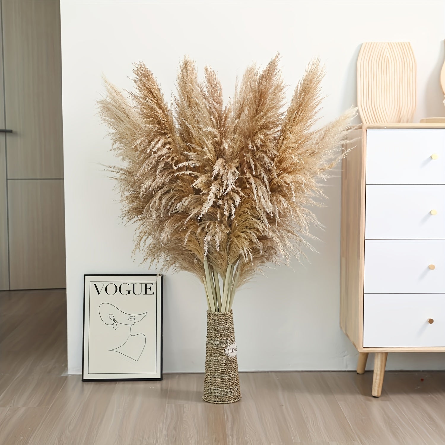 Pasto de las pampas natural de 10 ramas, 116.84 cm, decoración para bodas, fiestas, casas de campo y estilo bohemio
