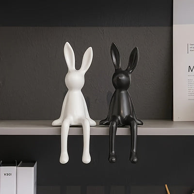 1 pieza de estatua de conejo lindo - Escultura de conejo sentado de resina, decoración de arte moderno para el hogar y la oficina, uso interior/exterior, no necesita electricidad, regalo perfecto para los amantes de los animales, accesorios de conejo