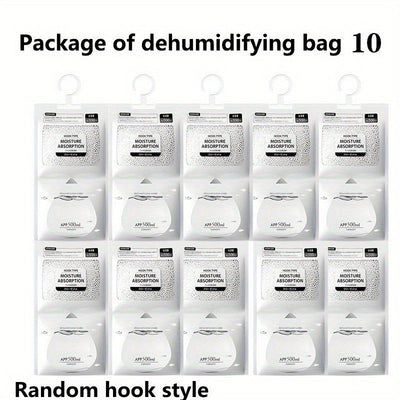 Paquete de 10/30 bolsas de absorción de humedad colgantes de lotus jade - 500ml, bolsas de secado sin olor para armarios, dormitorios, baños y cocinas, paquetes de control de humedad de plástico, no requieren electricidad, bolsas de secado de ropa, contr