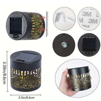 Juego de 2 Faroles Solares para Exteriores - Luces Metálicas IP65 para Paredes, Iluminación Redonda y Brillante con Encendido Automático al Anochecer, Diseño Vintage para Patio o Jardín, Ideal para Puertas y Caminos (IP65)