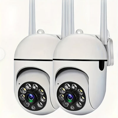 2 Juegos de Cámaras de Seguridad Inalámbricas Conectadas a WiFi, 2.4GHz y 5G, Cámaras de Seguridad para el Hogar de 1080P con Vista Panorámica de 360°, Seguimiento Automático, Llamadas de Dos Manos, Visión Nocturna de Color, Cámaras de Monitoreo para Beb