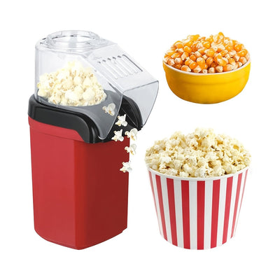 SENBOWE Mini Fabricante de Palomitas Eléctricas - Automático Completo, Acero Inoxidable, Rojo y Negro, No Requiere Batería, Conector de 120V EE. UU., Perfecto para Uso Doméstico, Máquina de Fabricación de Palomitas | Construcción de Acero Inoxidable | Di