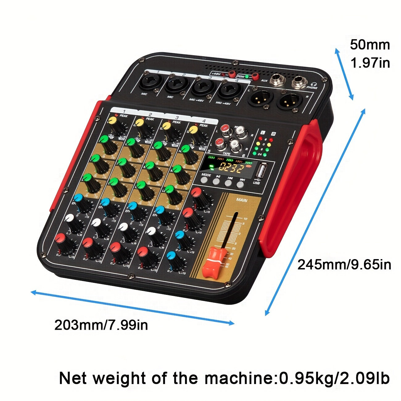 Bomaite 6-canal Mezclador De Sonido Personal Con Efectos De Sonido Audio USB De Grabación Para PC Y Más - ¡Perfecto Para Escenario Y Estudio!