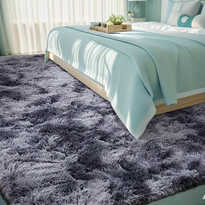 Alfombra de lujo suave y antideslizante - Peluche suave con diseño tie-dye, color sólido, alta calidad de poliéster, solo lavado a mano, alfombra rectangular para interiores en sala, dormitorio, baño, entrada, comodidad en el dormitorio | Superficie text
